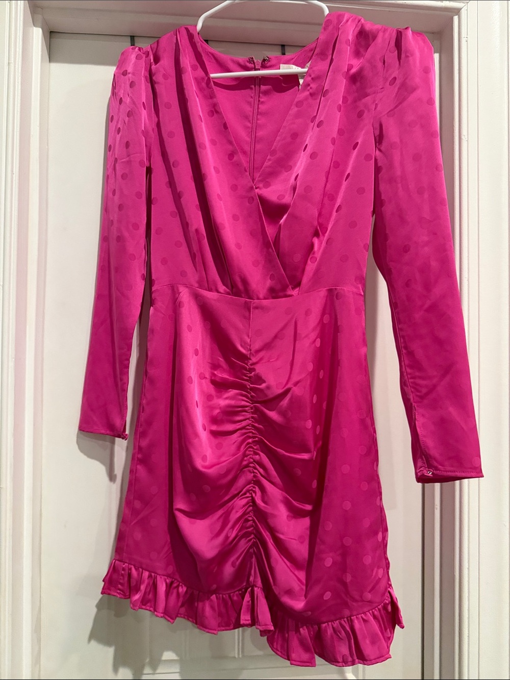 Wayf Hot Pink Polka Dot Mini Dress